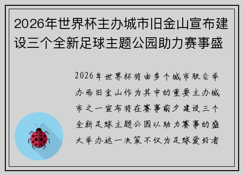 2026年世界杯主办城市旧金山宣布建设三个全新足球主题公园助力赛事盛宴 2026年世界杯主办城市旧金山宣布建设三个全新足球主题公园助力赛事盛宴